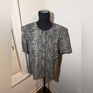 Leslie Fay Snake Print Blouse Womens Size 12 Career Top Short Sleeve